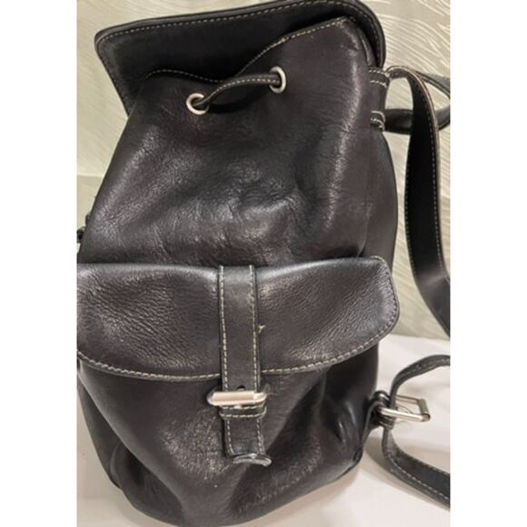 Vintage J Crew unisex black leather backpack main image 13